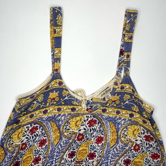 Lucky Brand Allover Print Handkerchief Hem Woodblock Sleeveless Top - Picture 5 of 8